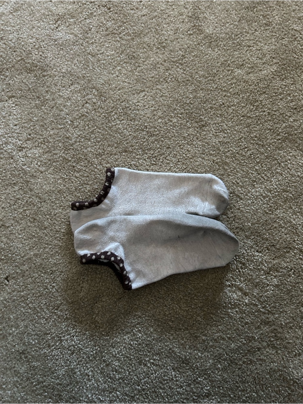 White Cotton Socks with Brown Trim
